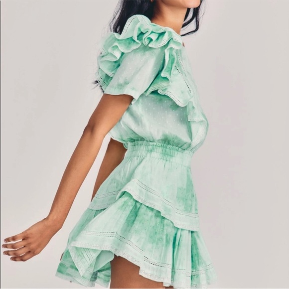 NWT LoveShackFancy Natasha Dress in Jade Mist Hand Dye size P - Picture 5 of 6